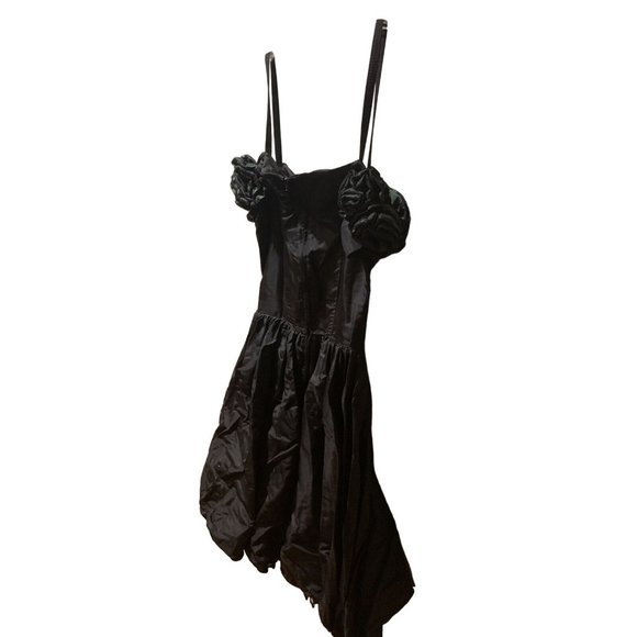 VINTAGE Bill Berman California Styled Jodi Schwartz DRESS Sz 7 Poofy BLACK 80s - Picture 5 of 6